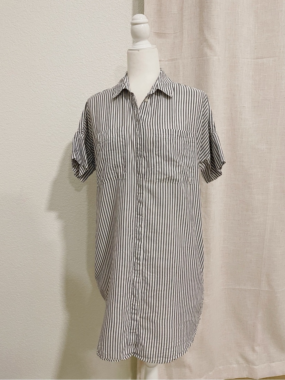 Madewell Blue & White Striped Button Front Dress S